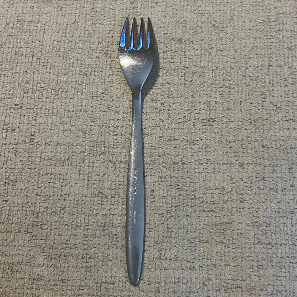 Amefa Stainless Holland Dinner Fork Floral Leaf Scroll Embossed Flatware Silver